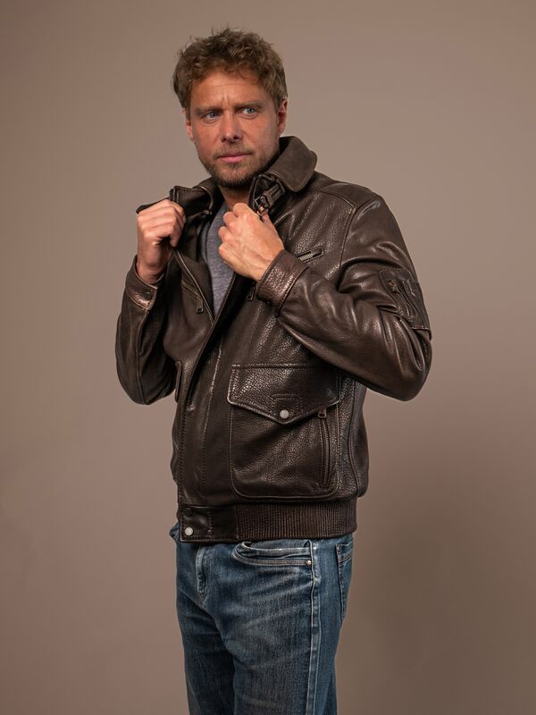 Monte Carlo Mens Leather Flight Jacket