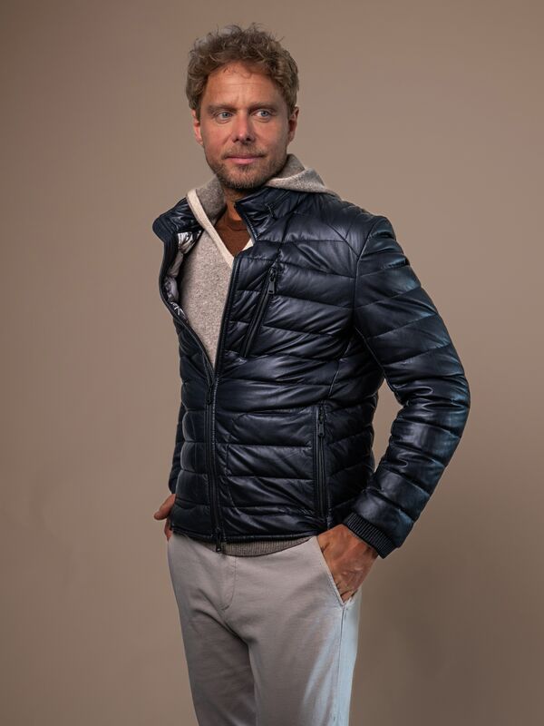 Speedster Mens Down Leather Jacket