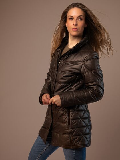 Chamonix Ladies Quilted Leather Coat