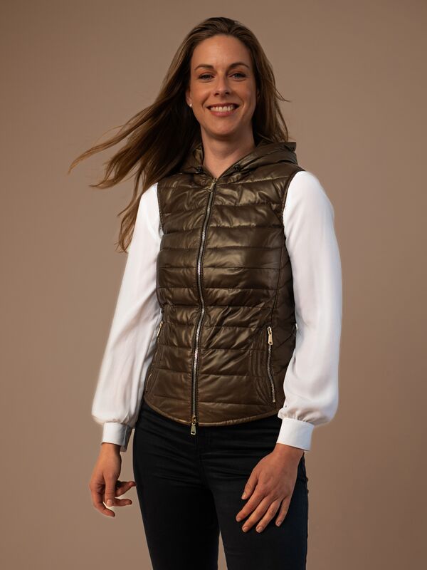 Meribel Ladies Leather Down Gilet