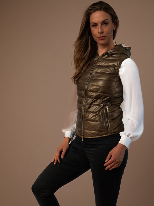 Meribel Ladies Leather Down Gilet