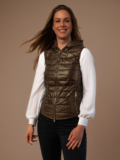Meribel Ladies Leather Down Gilet